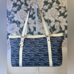 Gucci Navy and Cream Shoulder Bag